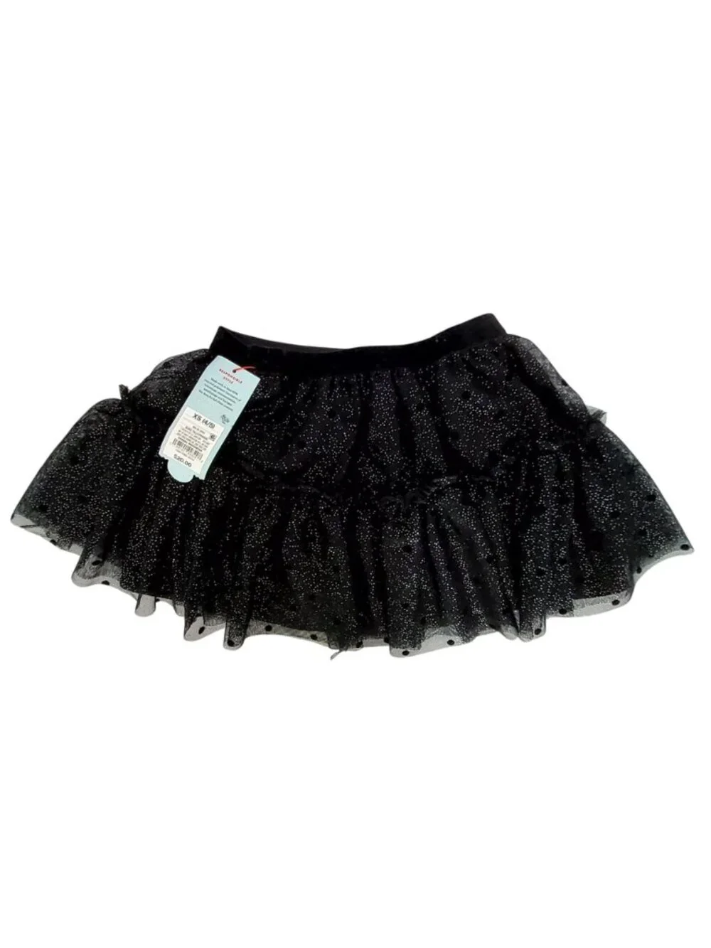 Cat & Jack XS Girls Black Sparkly Tulle Skirt Polyester & Nylon Made In Indonesi